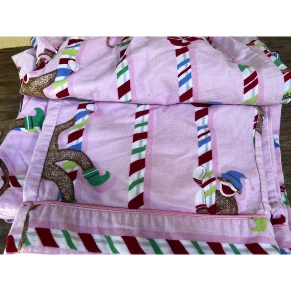 NWT Nick & Nora XXL Christmas Pole Bar Candy Cane Sock Monkey Pajama Set - Picture 8 of 8